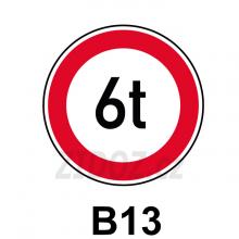 B13 - Zákaz vjezdu vozidel, jejichž okamžitá hmotnost přesahuje vyznačenou mez