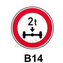 B14 - Zákaz vjezdu vozidel, jejichž okamžitá hmotnost připadající na nápravu přesahuje vyznačenou mez