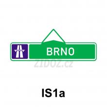 IS01a - Směrová tabule pro příjezd k dálnici (s jedním cílem)