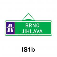 IS01b - Směrová tabule pro příjezd k dálnici (s dvěma cíli)