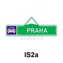 IS02a - Směrová tabule pro příjezd k silnici pro motorová vozidla (s jedním cílem)
