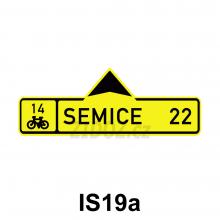 IS19a - Směrová tabule pro cyklisty (s jedním cílem)