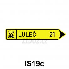 IS19c - Směrová tabule pro cyklisty (s jedním cílem)