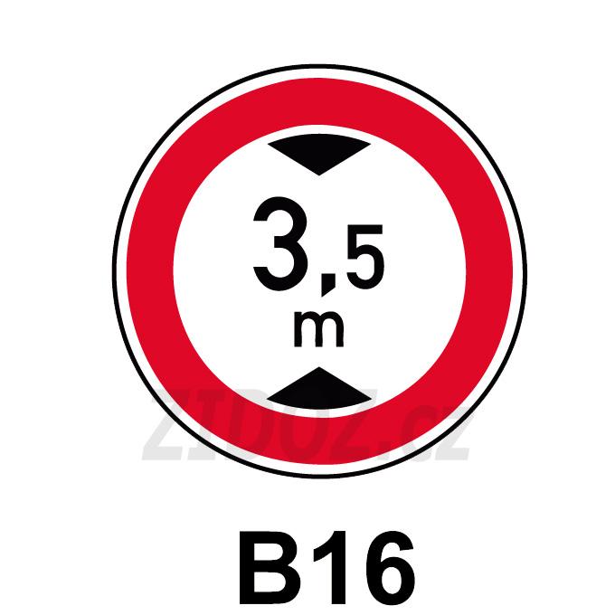 B16 - Zákaz vjezdu vozidel, jejichž výška přesahuje vyznačenou mez