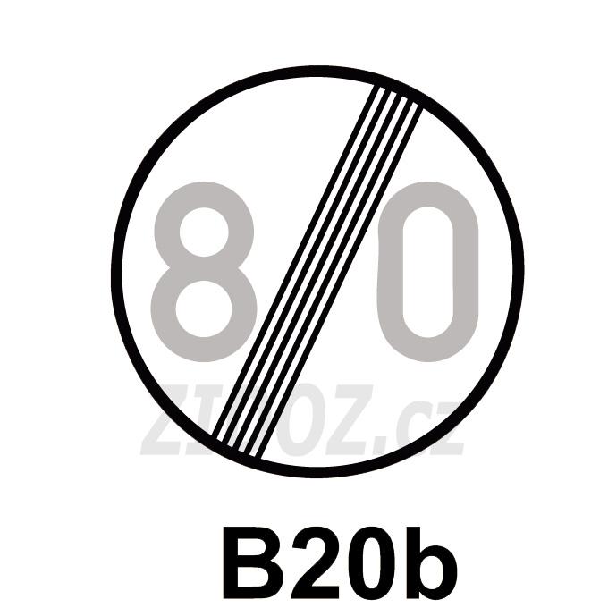 B20b - Konec nejvyšší povolené rychlosti B20b - Konec nejvyšší povolené rychlosti