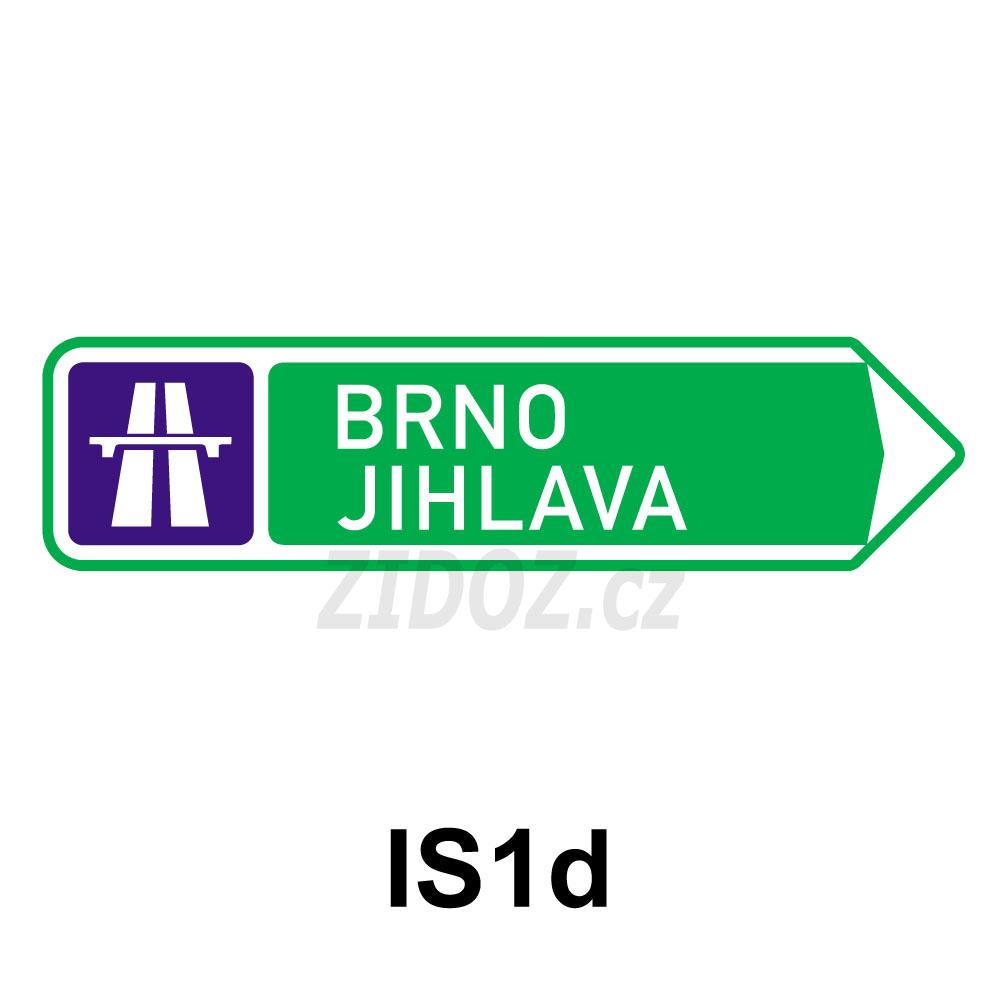 IS01d - Směrová tabule pro příjezd k dálnici (s dvěma cíli)