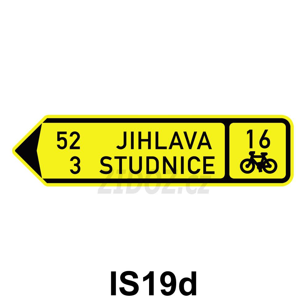 IS19d - Směrová tabule pro cyklisty (s dvěma cíli)